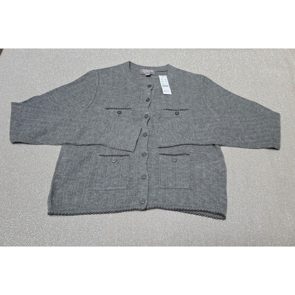 NWT J. Crew Sz M Featherweight Cashmere Pointelle Cardigan $138 - Picture 4 of 8